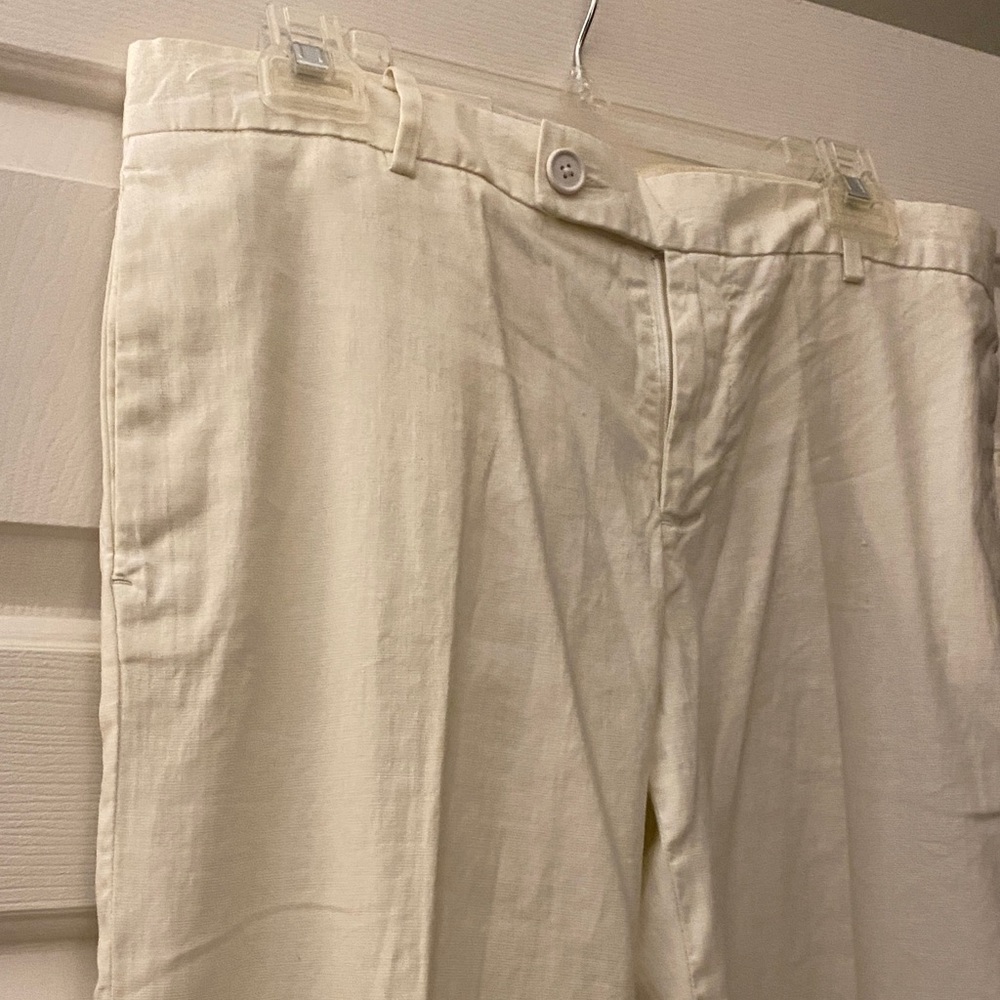 GAP white Linen wide leg cuffed trousers - Picture 4 of 14